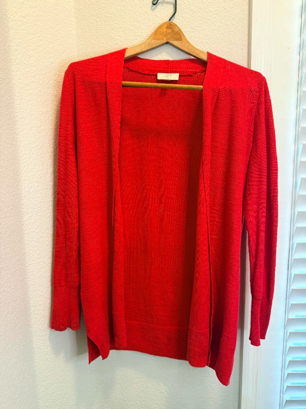 LOFT Outlet Petite Red Open Front Long Cardigan Sweater Size SP